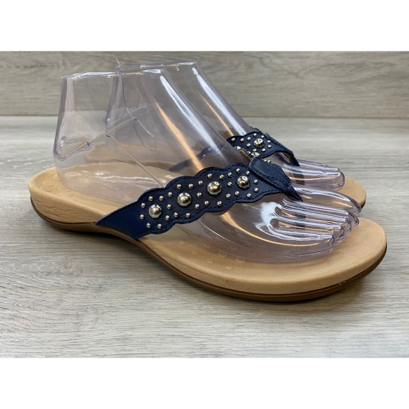Vionic Shoes - Vionic Starley Women's Blue Studded Thong Sandals 7.5 Casual Comfort Shoes